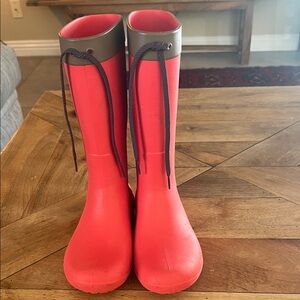 CROCS Red and brown Winter Rain Boots